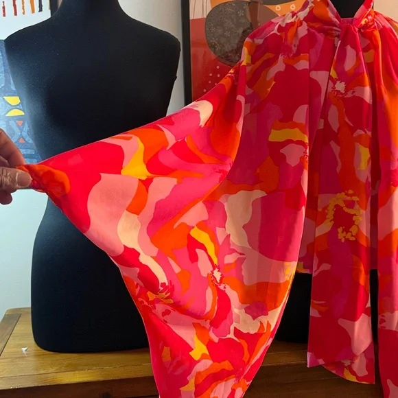 Vibrant Pink, Yellow, and Orange Blouse - Picture 4 of 7